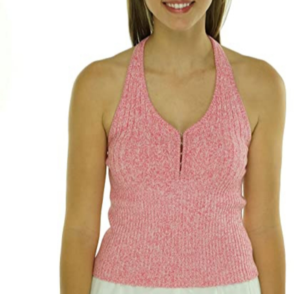 GUESS Sleeveless Halter V-Neck Sweater